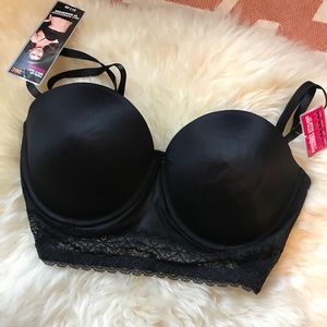 NWT Maidenform Black push-up multi-way bustier 36C